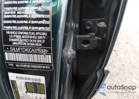 2012 Land Rover Range Rover Hse z USA, uszkodzony, nr VIN SALMF1D40CA376398